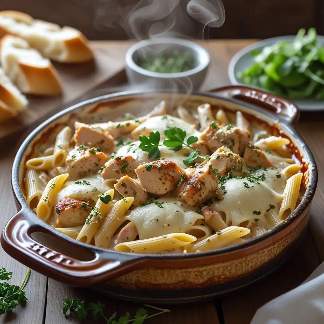 creamy chicken pasta bake