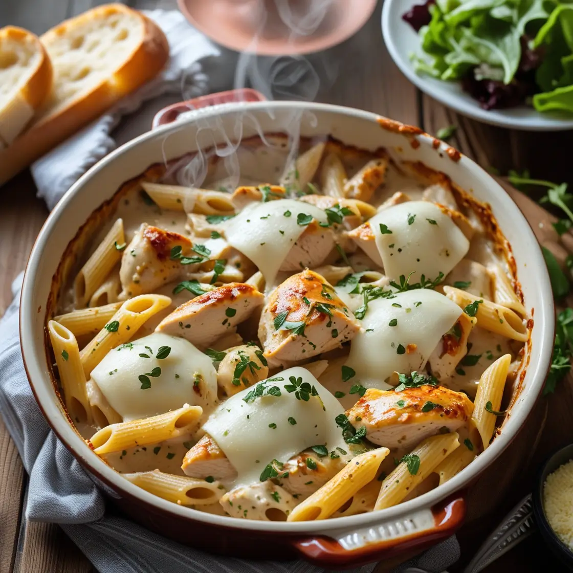 creamy chicken pasta bake