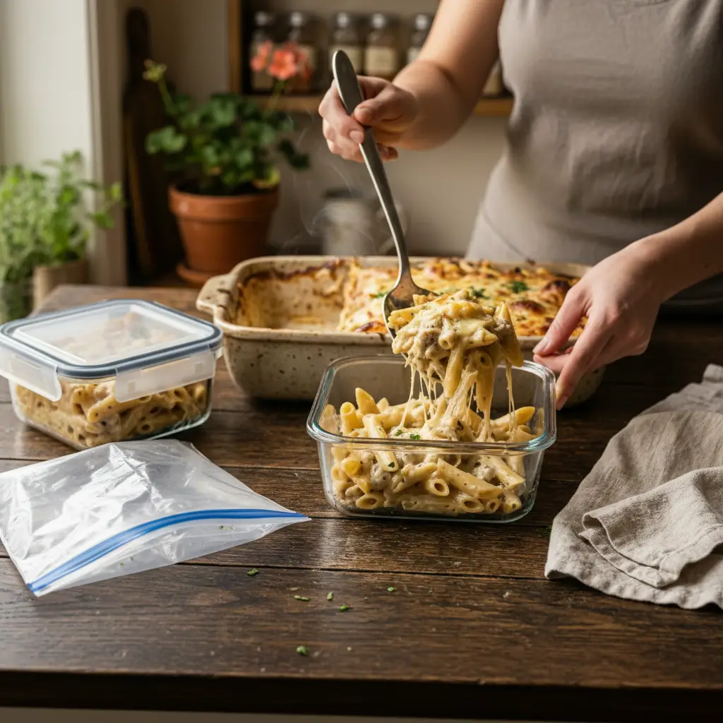 creamy chicken pasta bake
