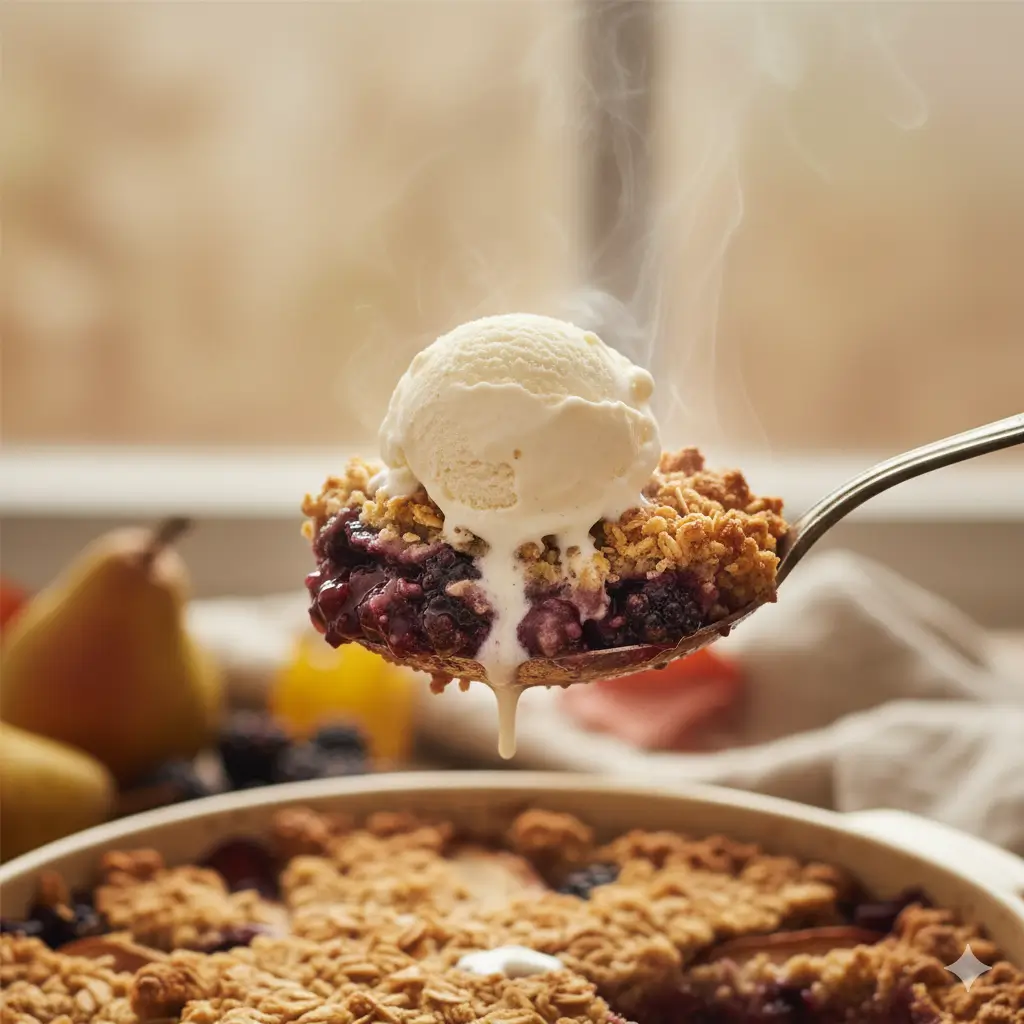 Pear and Blackberry Crumble