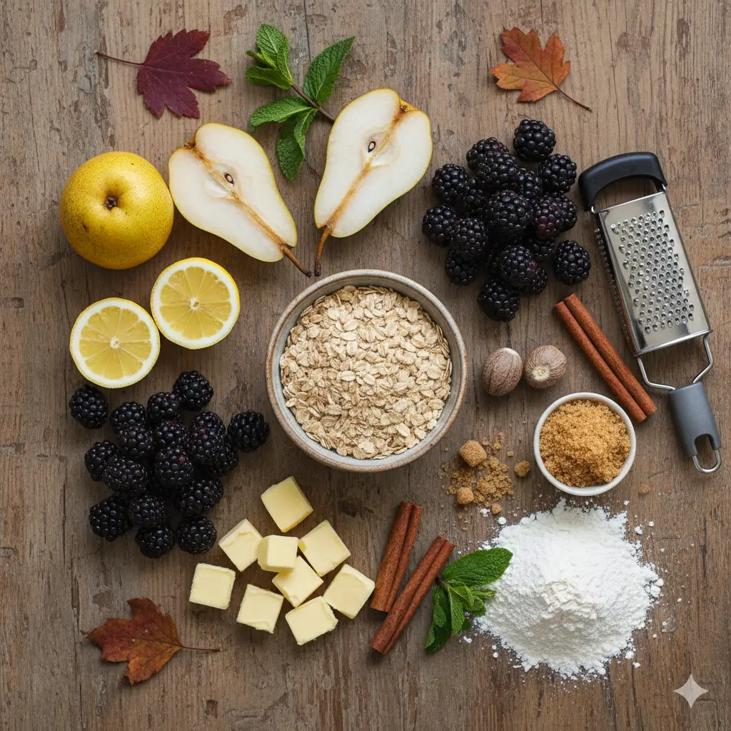 Pear and Blackberry Crumble