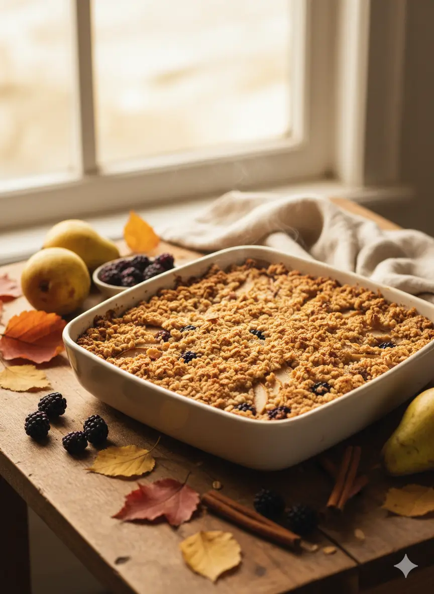 Pear and Blackberry Crumble