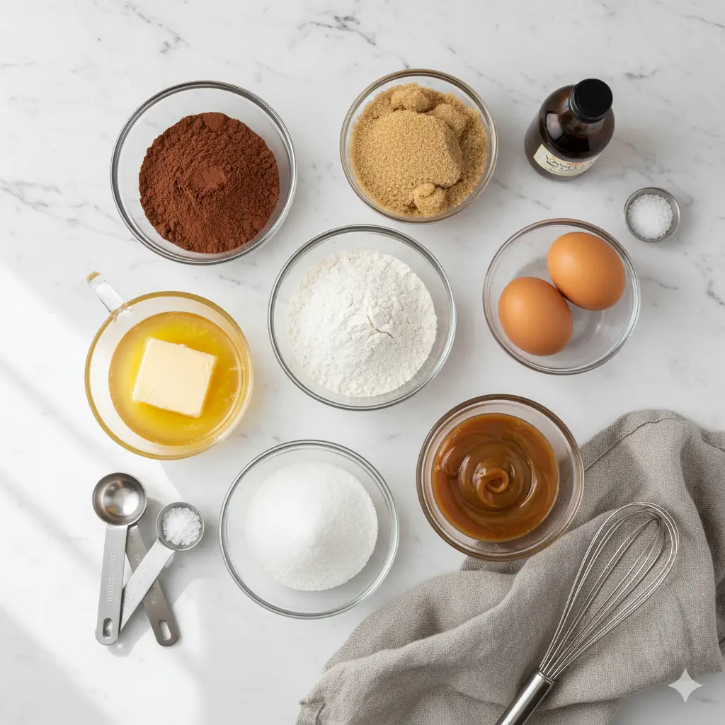 fudgy caramel layered brownie