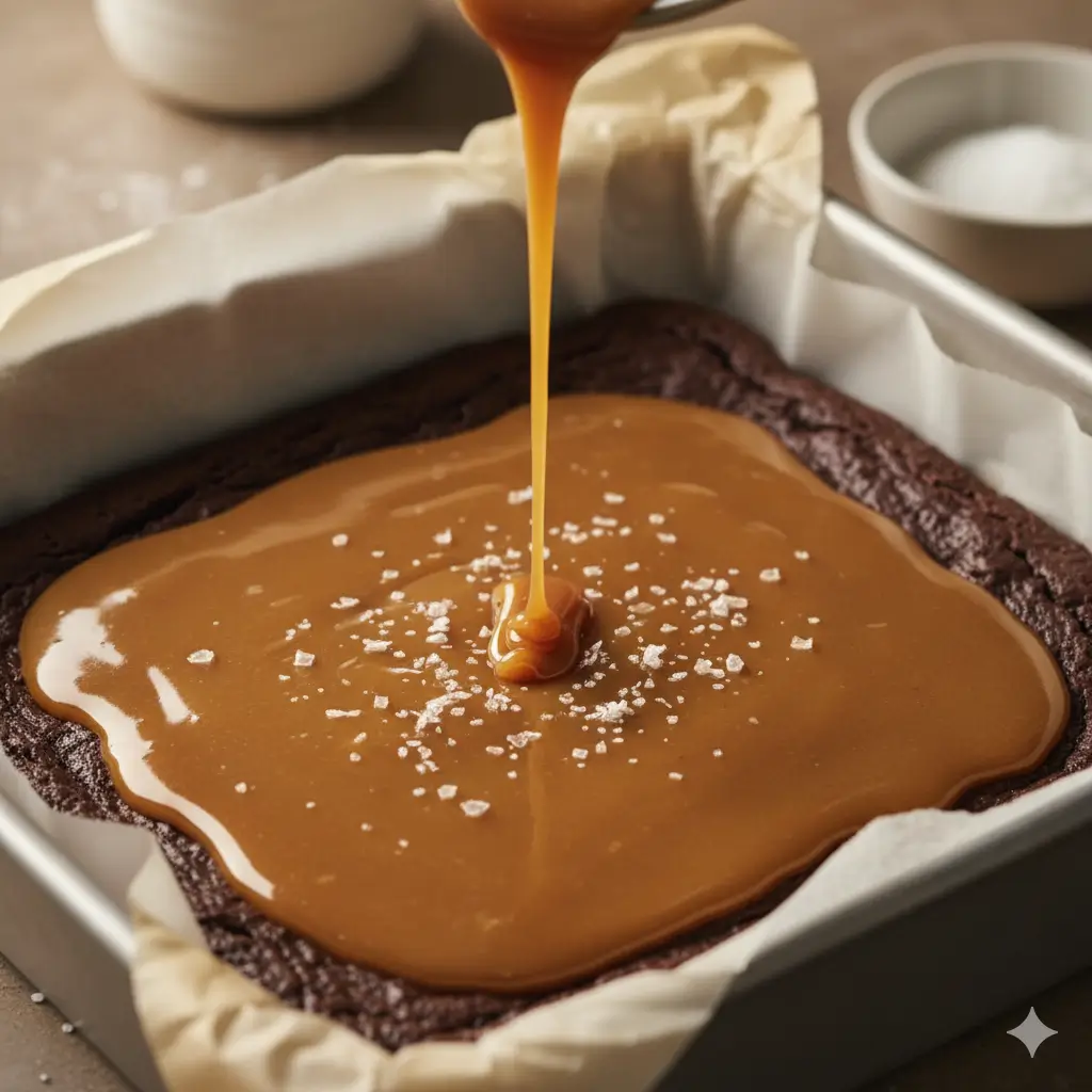 fudgy caramel layered brownie