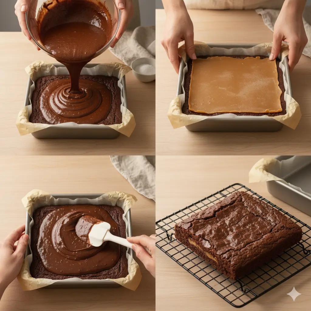fudgy caramel layered brownie