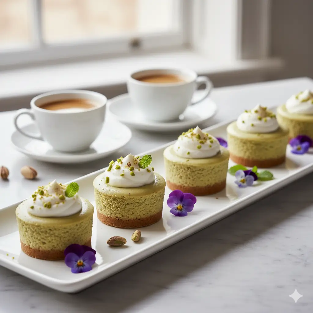 Mini Pistachio Cheesecakes