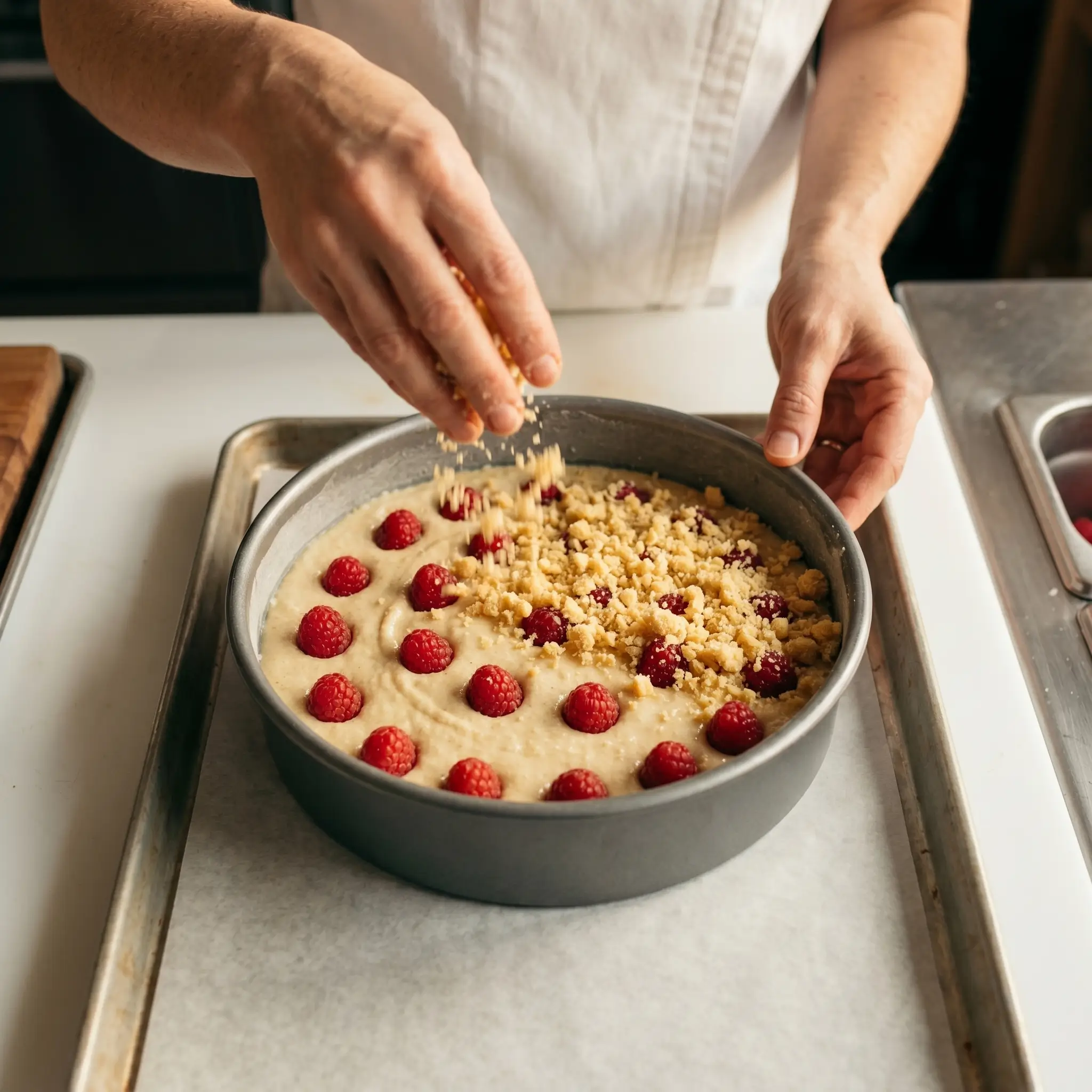 Almond Flour Raspberry Crumb Cake
