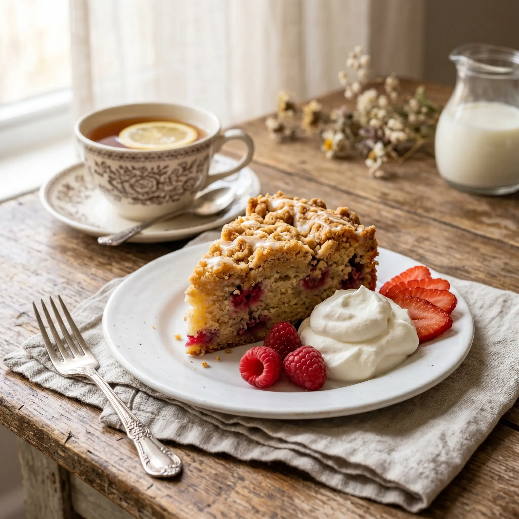 Almond Flour Raspberry Crumb Cake