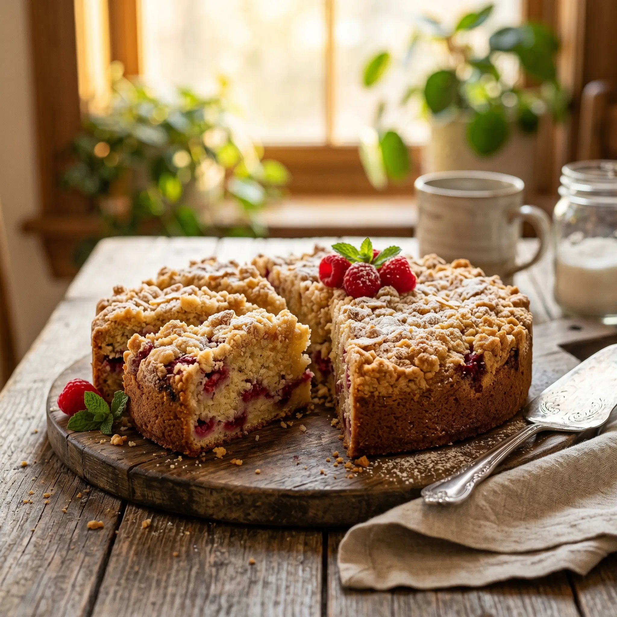 Almond Flour Raspberry Crumb Cake