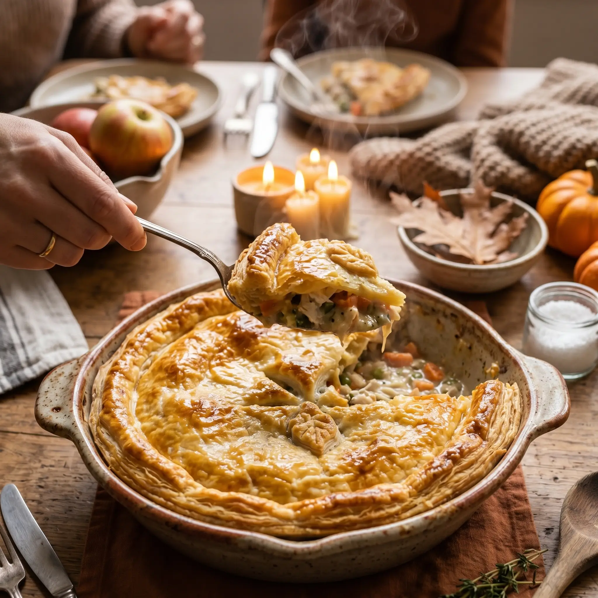 chicken pot pie with puff pastry