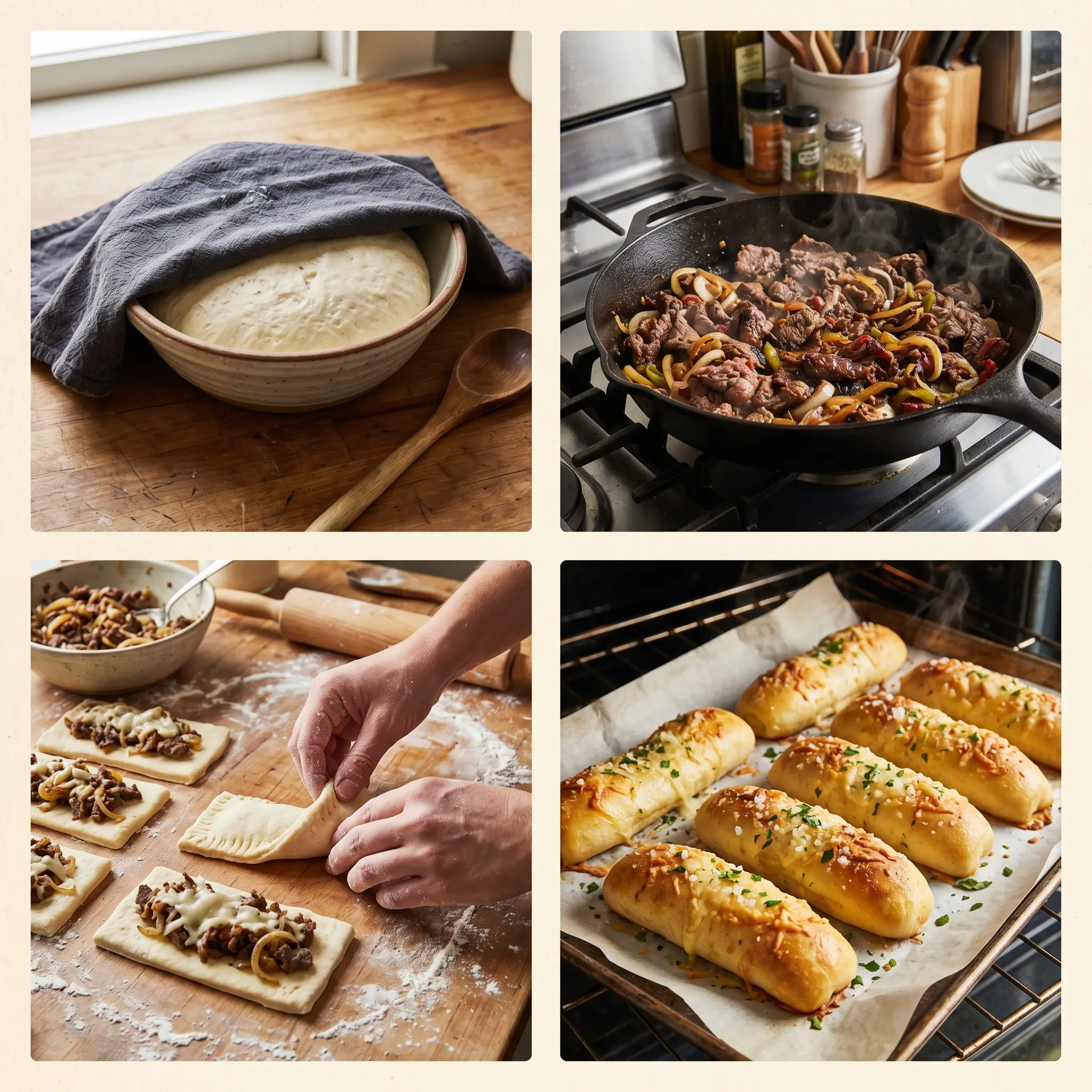 homemade cheesesteak breadsticks