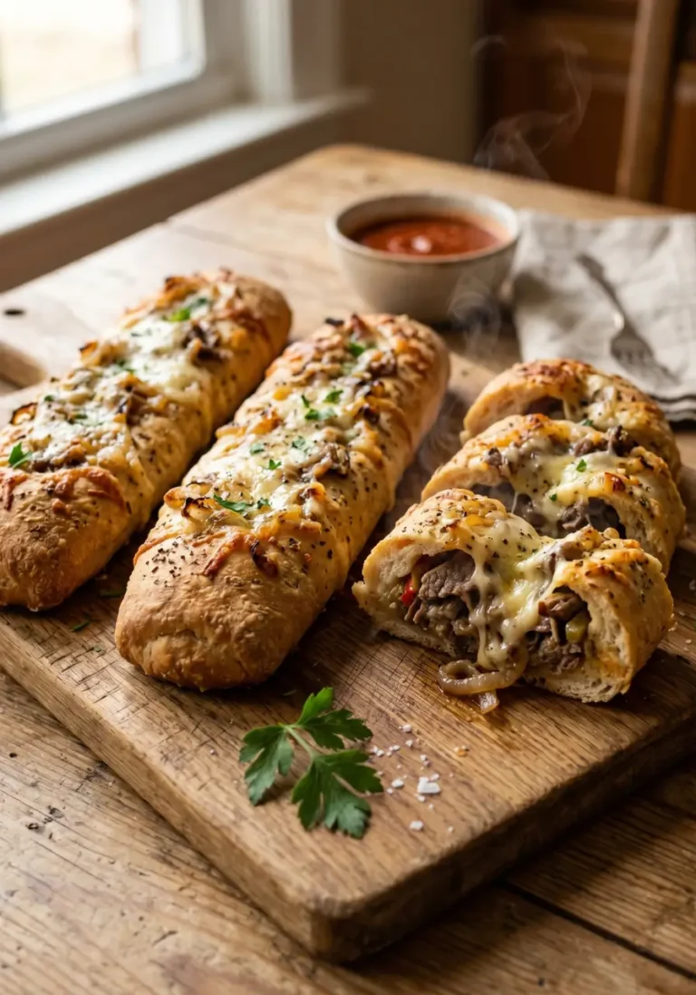 homemade cheesesteak breadsticks