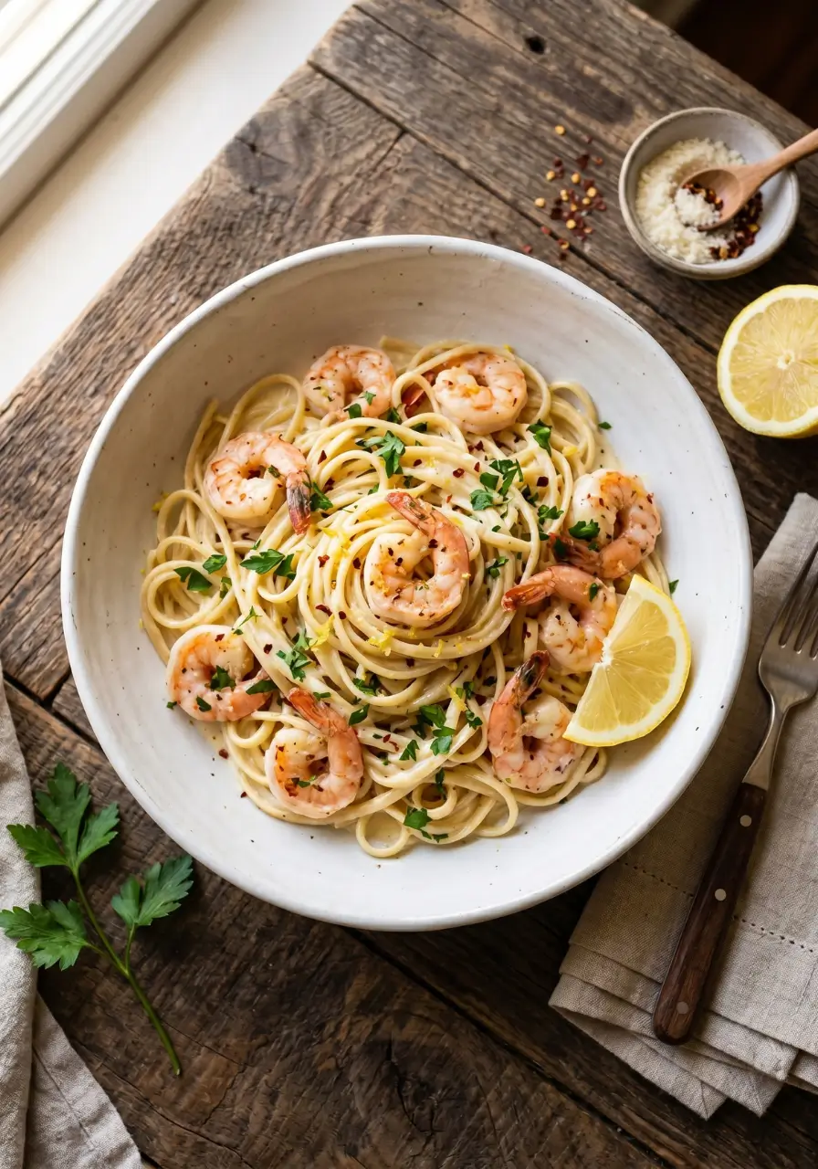 Creamy Lemon Shrimp Pasta