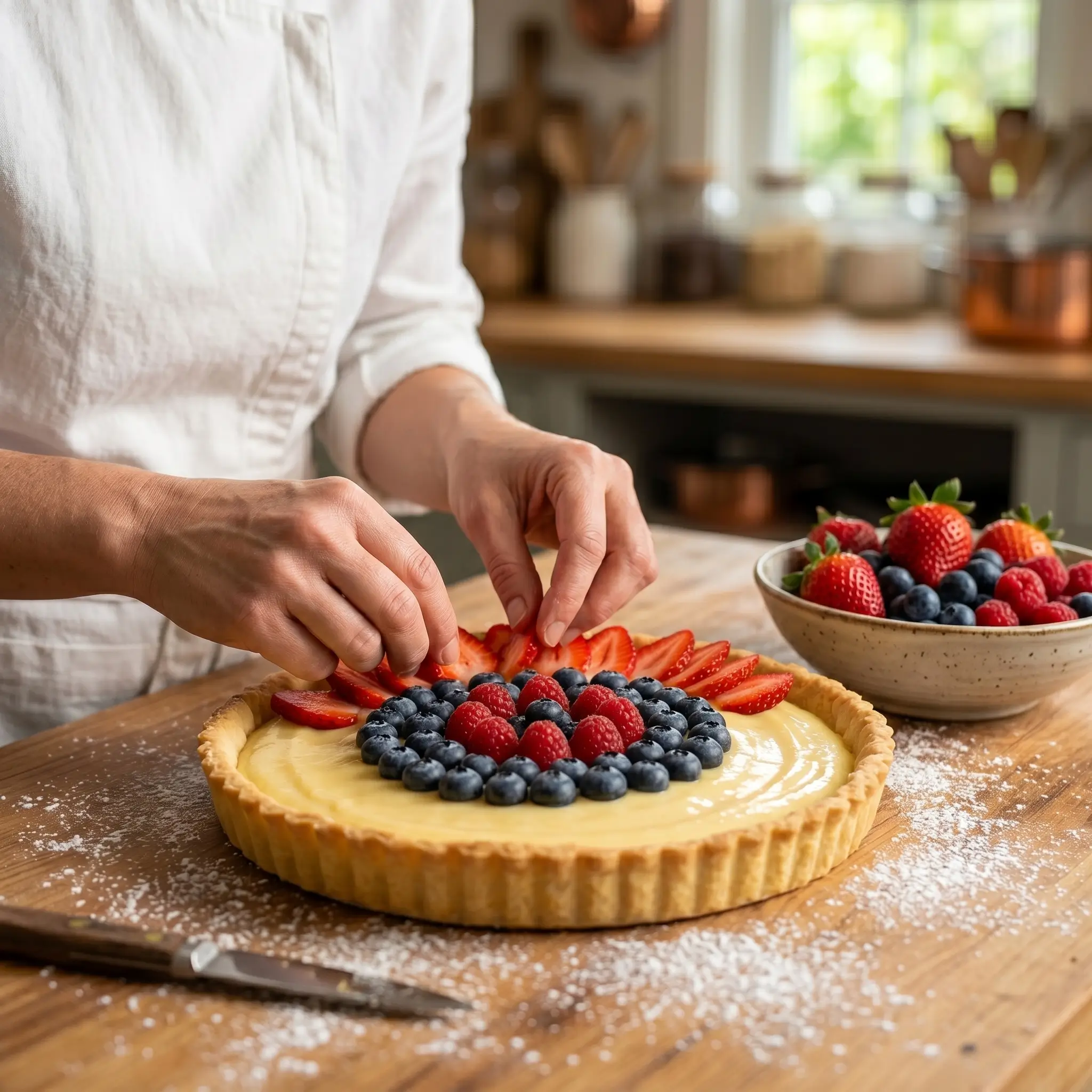 fruit tart with custard