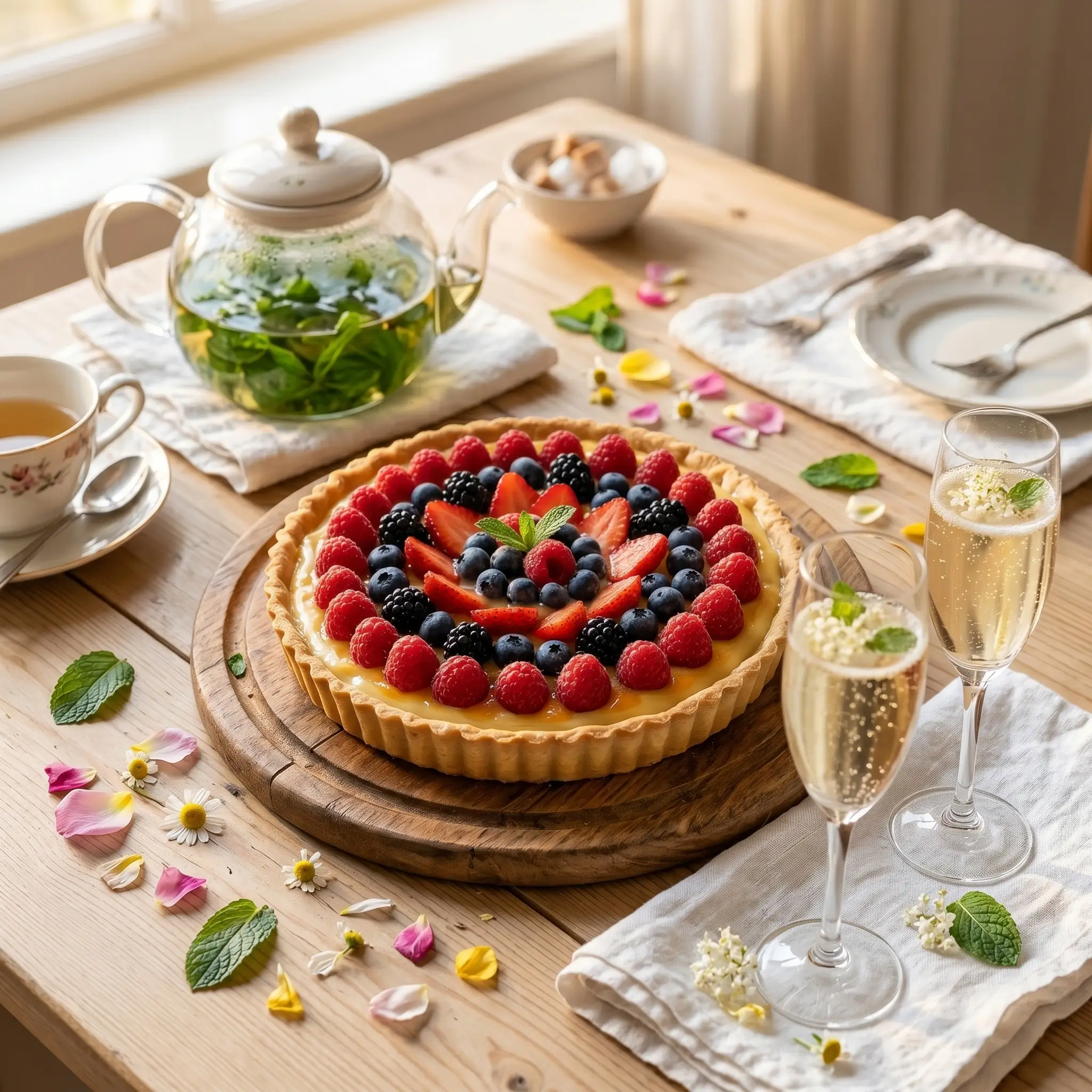 fruit tart with custard