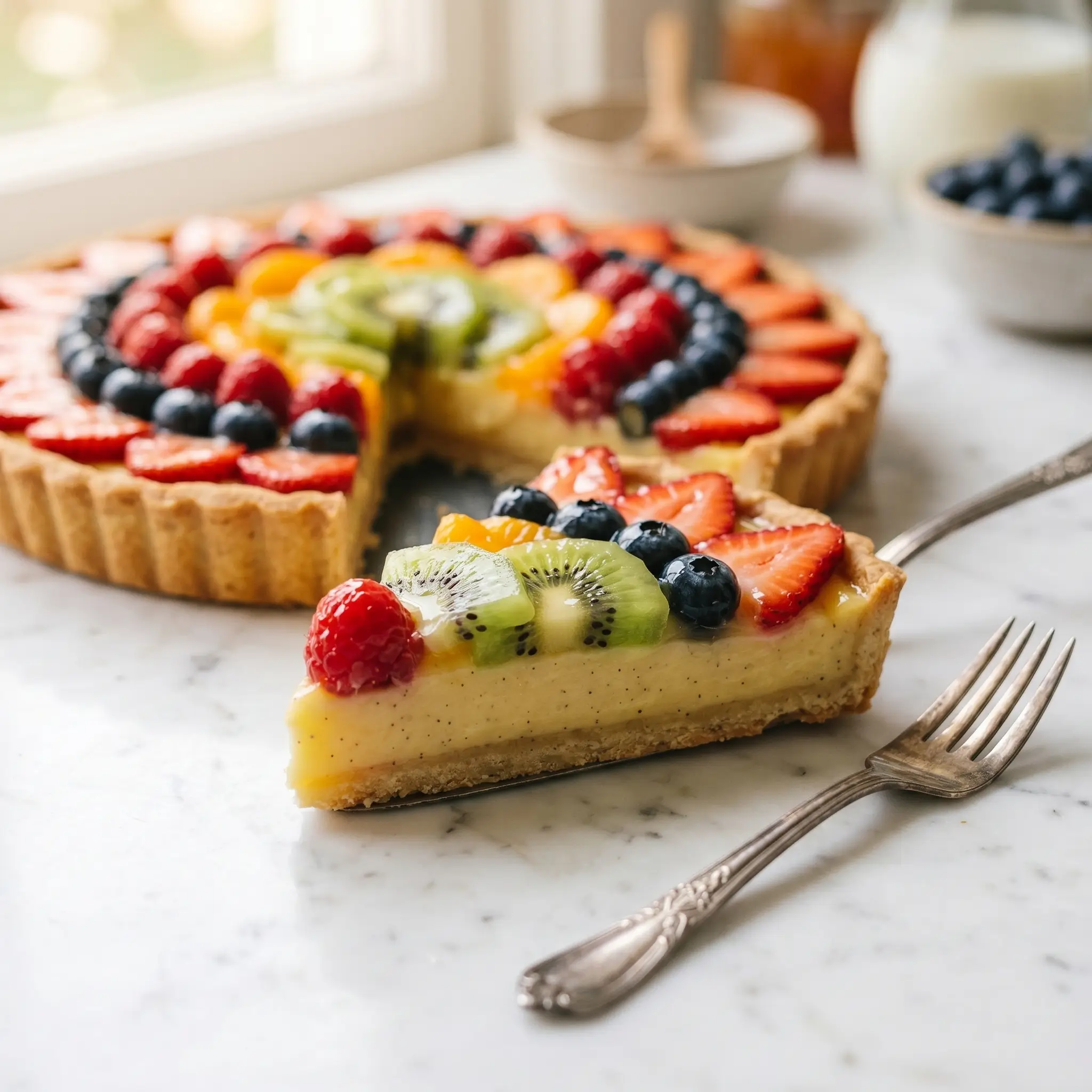 fruit tart with custard