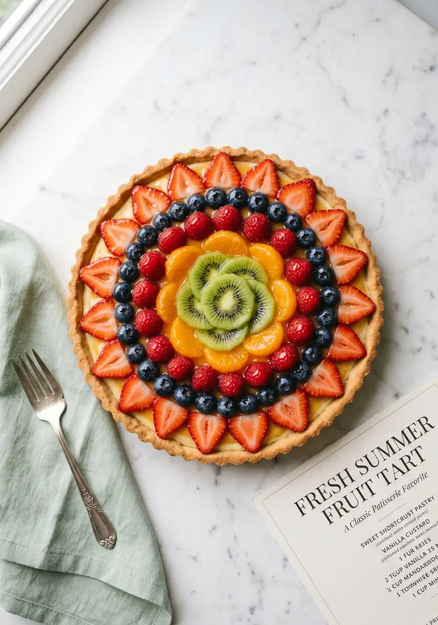 fruit tart with custard