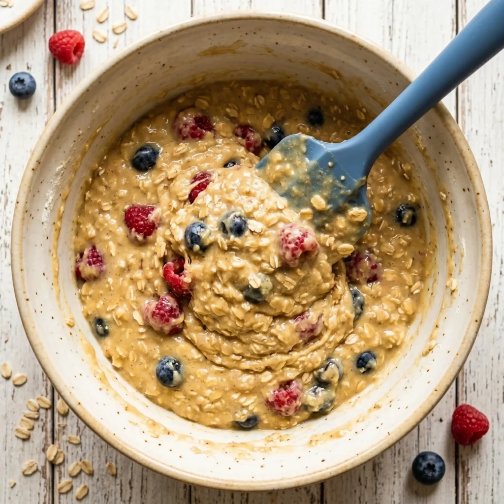triple berry banana muffins with oats