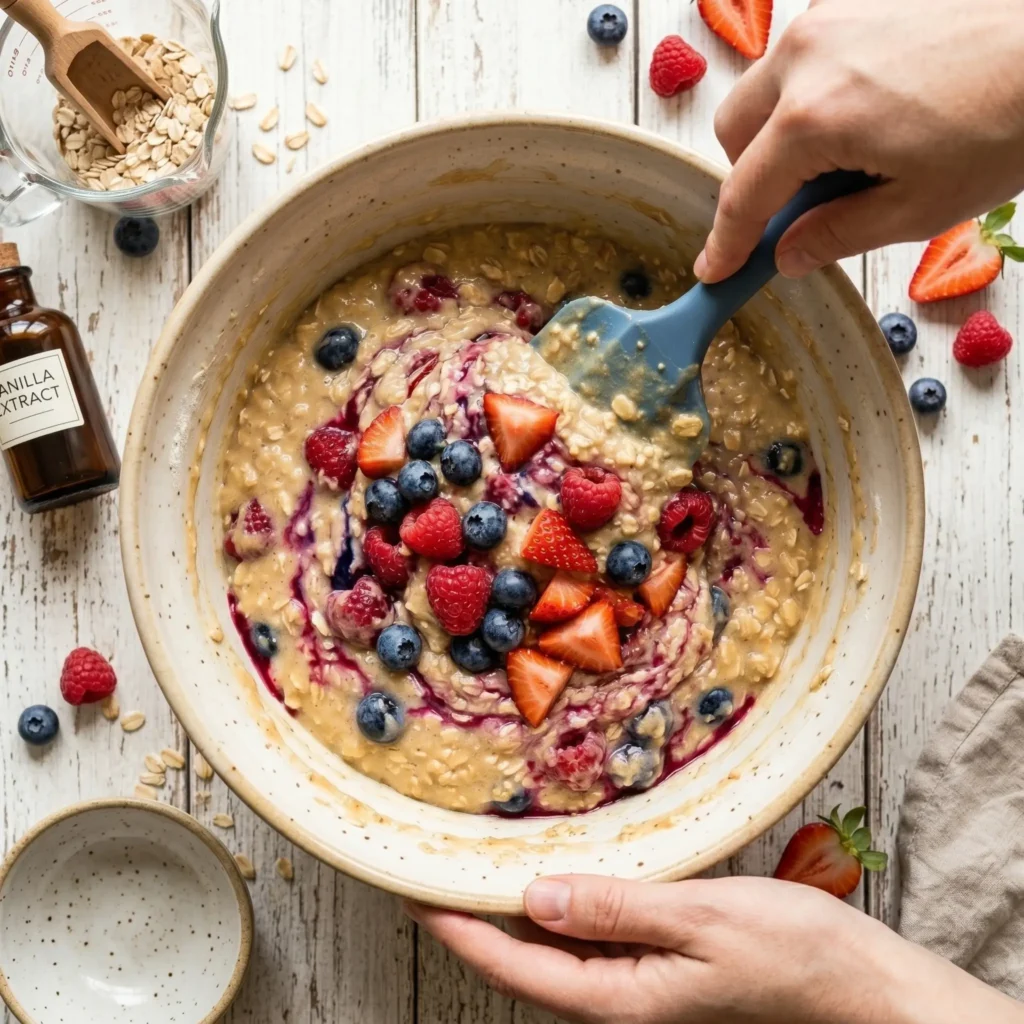 triple berry banana muffins with oats