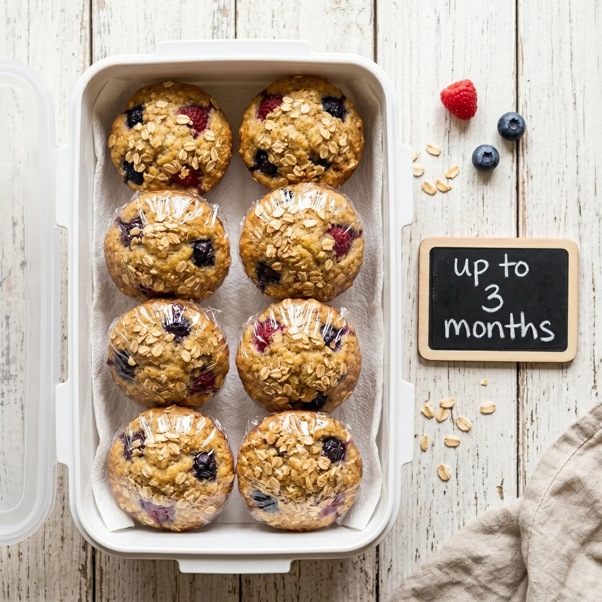 triple berry banana muffins with oats