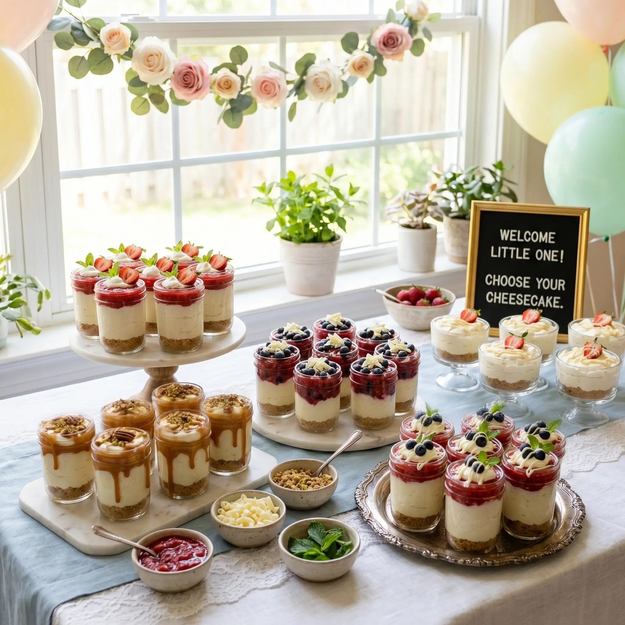Mini Mason Jar Strawberry Cheesecakes
