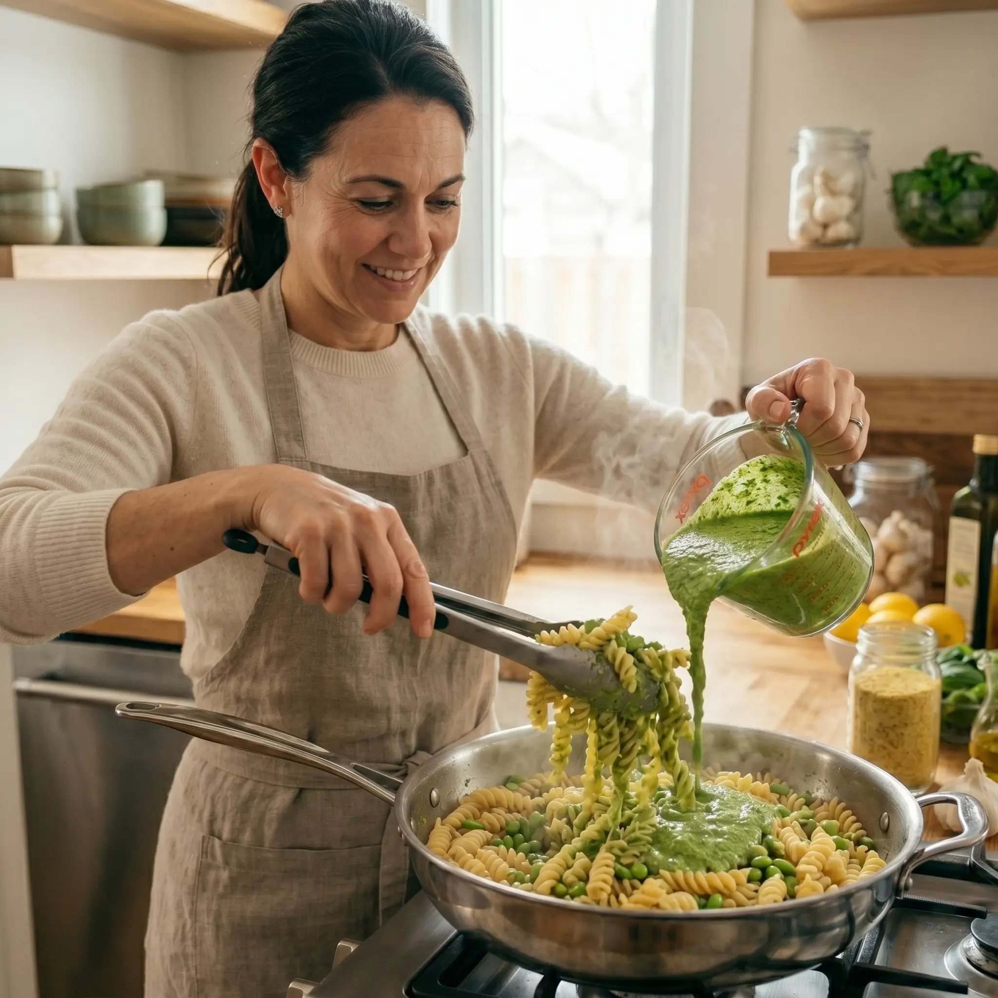 high protein green goddess pasta